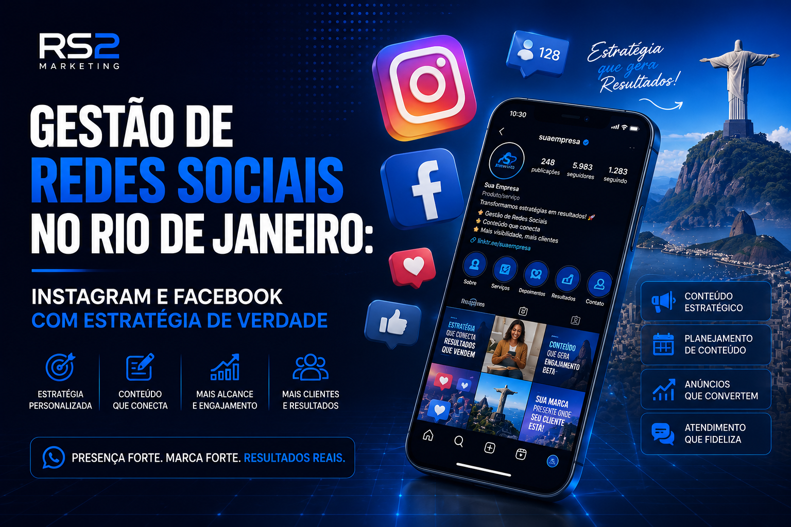 Gestão de Redes Sociais no Rio de Janeiro: Instagram e Facebook com Estratégia de Verdade